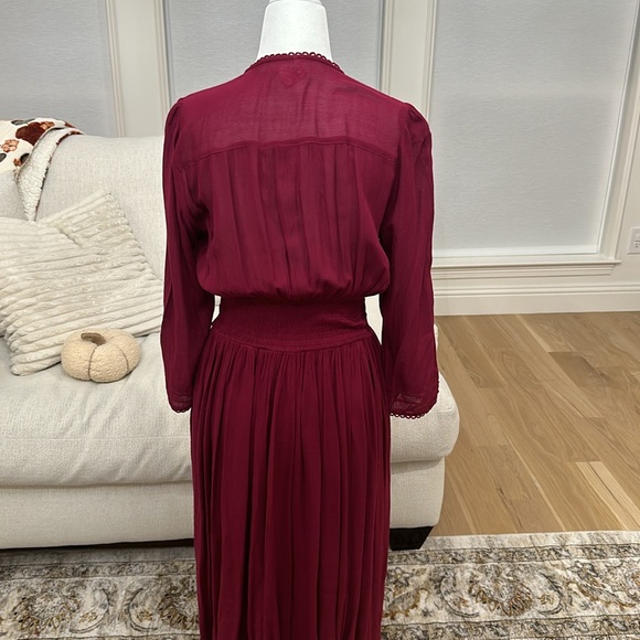 Gorgeous embroidered Free People dress! Beautiful berry color& velvet detailing - Picture 4 of 5